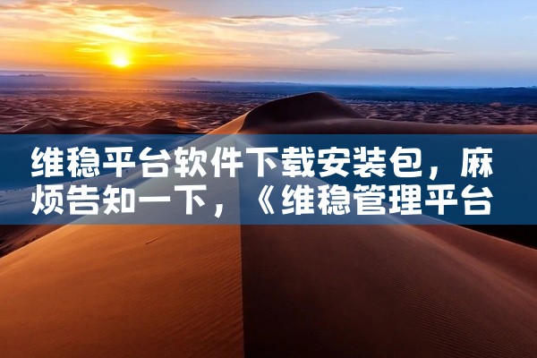 维稳平台软件下载安装包